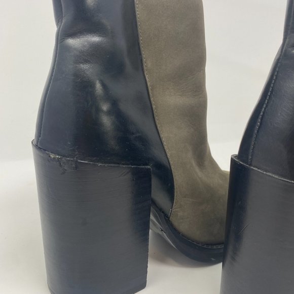 Shoemint Two-Tone Suede Ankle Chunky Heel Boots Size 9 - Picture 4 of 10